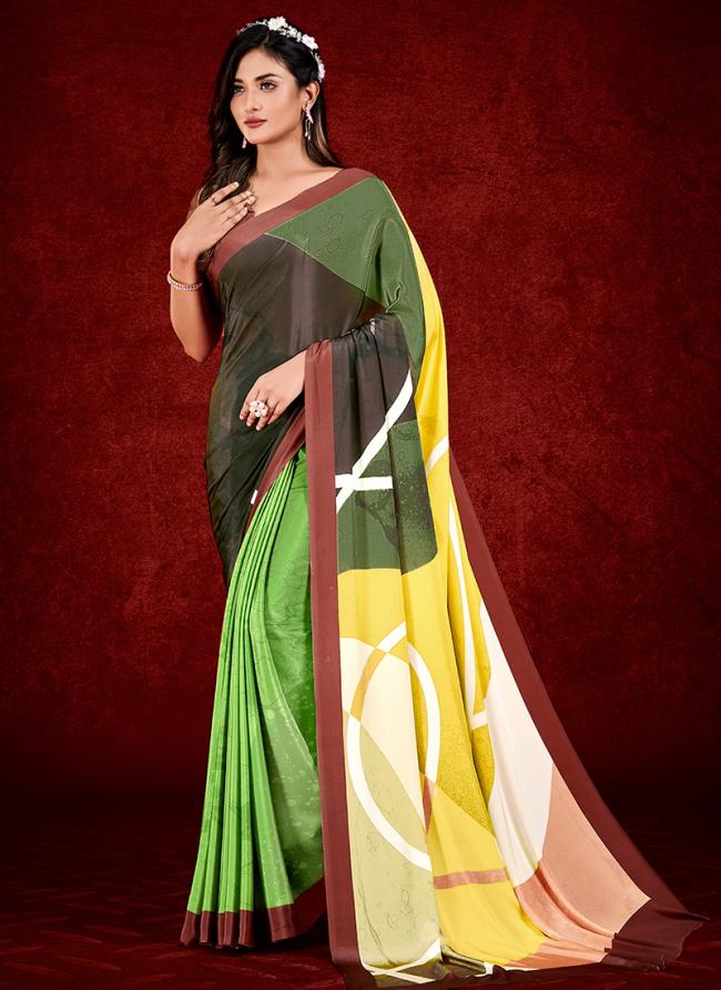 Crape Multi Colour Party Wear Digital Abstract Printed Saree